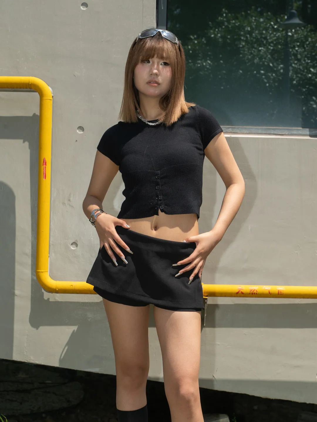 A-line Low Waist Skirt suit