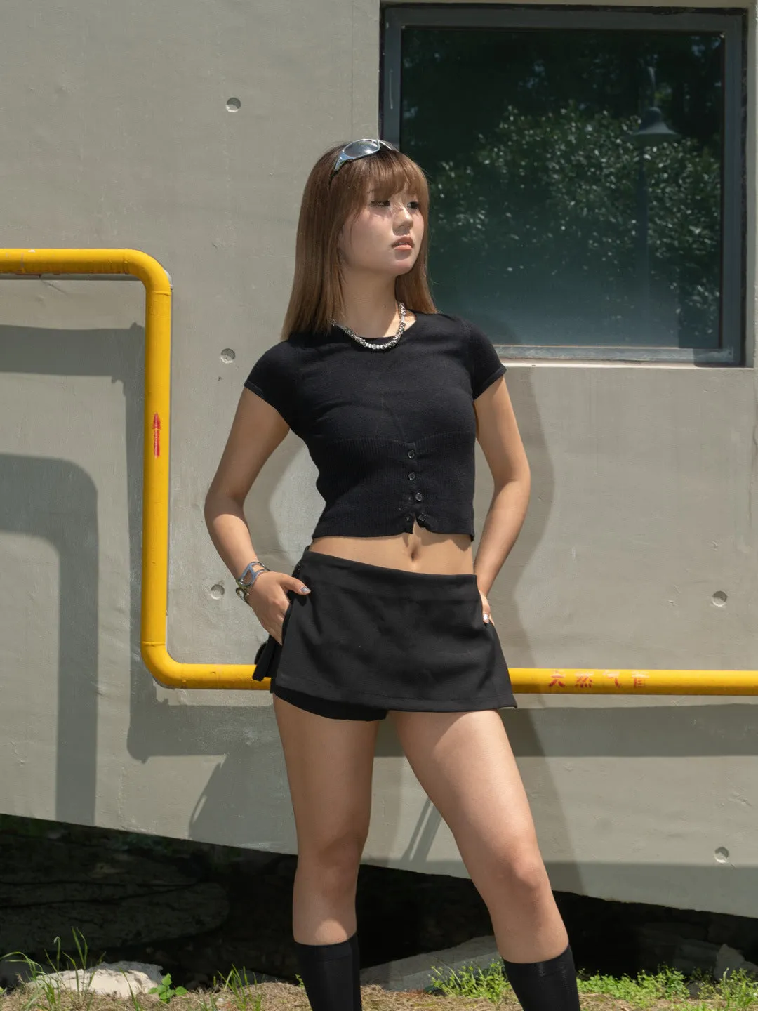A-line Low Waist Skirt suit