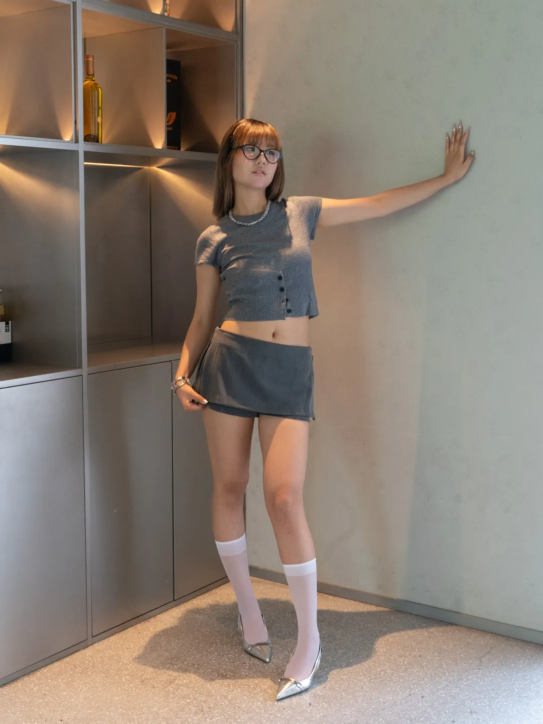 A-line Low Waist Skirt suit