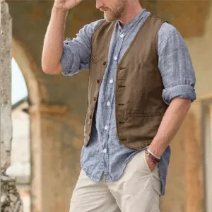 Aidase Men Vest Cotton Waistcoat Classic British Summer sleeveless Skin Friendly and Sweat Absorbing Thin Coats terno masculino