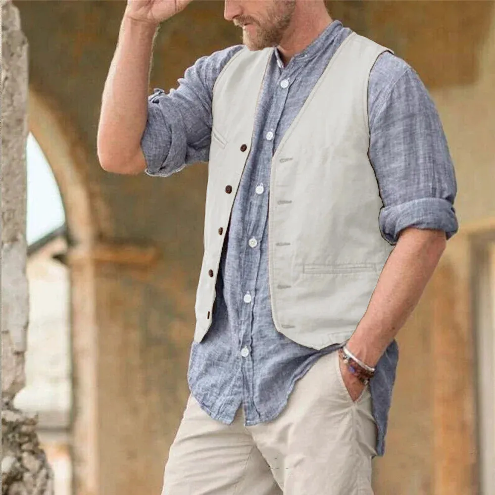 Aidase Men Vest Cotton Waistcoat Classic British Summer sleeveless Skin Friendly and Sweat Absorbing Thin Coats terno masculino