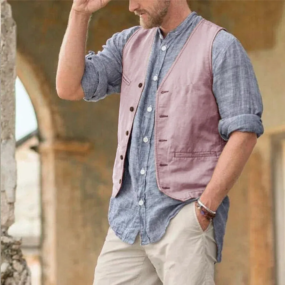 Aidase Men Vest Cotton Waistcoat Classic British Summer sleeveless Skin Friendly and Sweat Absorbing Thin Coats terno masculino