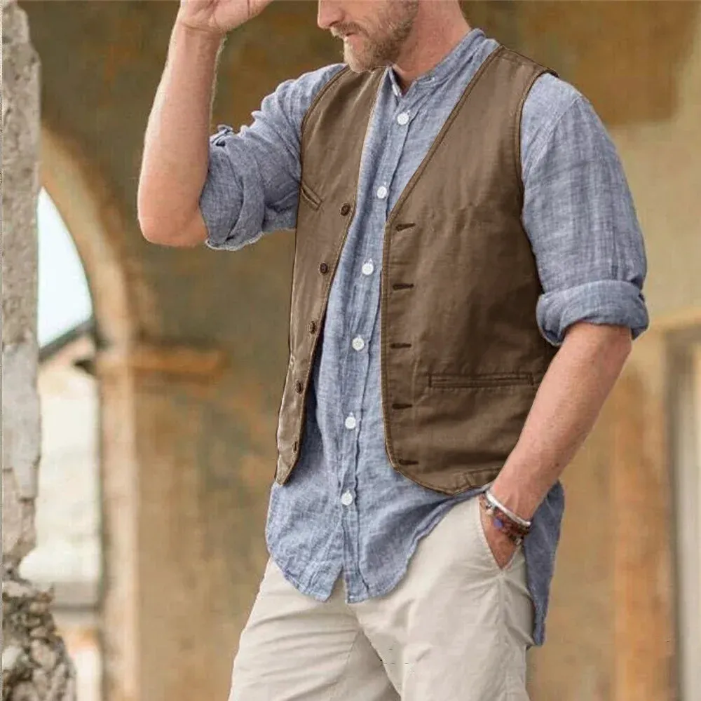 Aidase Men Vest Cotton Waistcoat Classic British Summer sleeveless Skin Friendly and Sweat Absorbing Thin Coats terno masculino