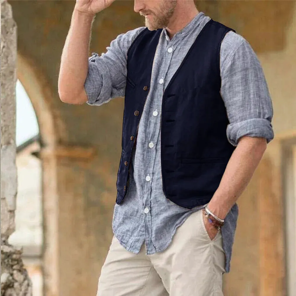 Aidase Men Vest Cotton Waistcoat Classic British Summer sleeveless Skin Friendly and Sweat Absorbing Thin Coats terno masculino