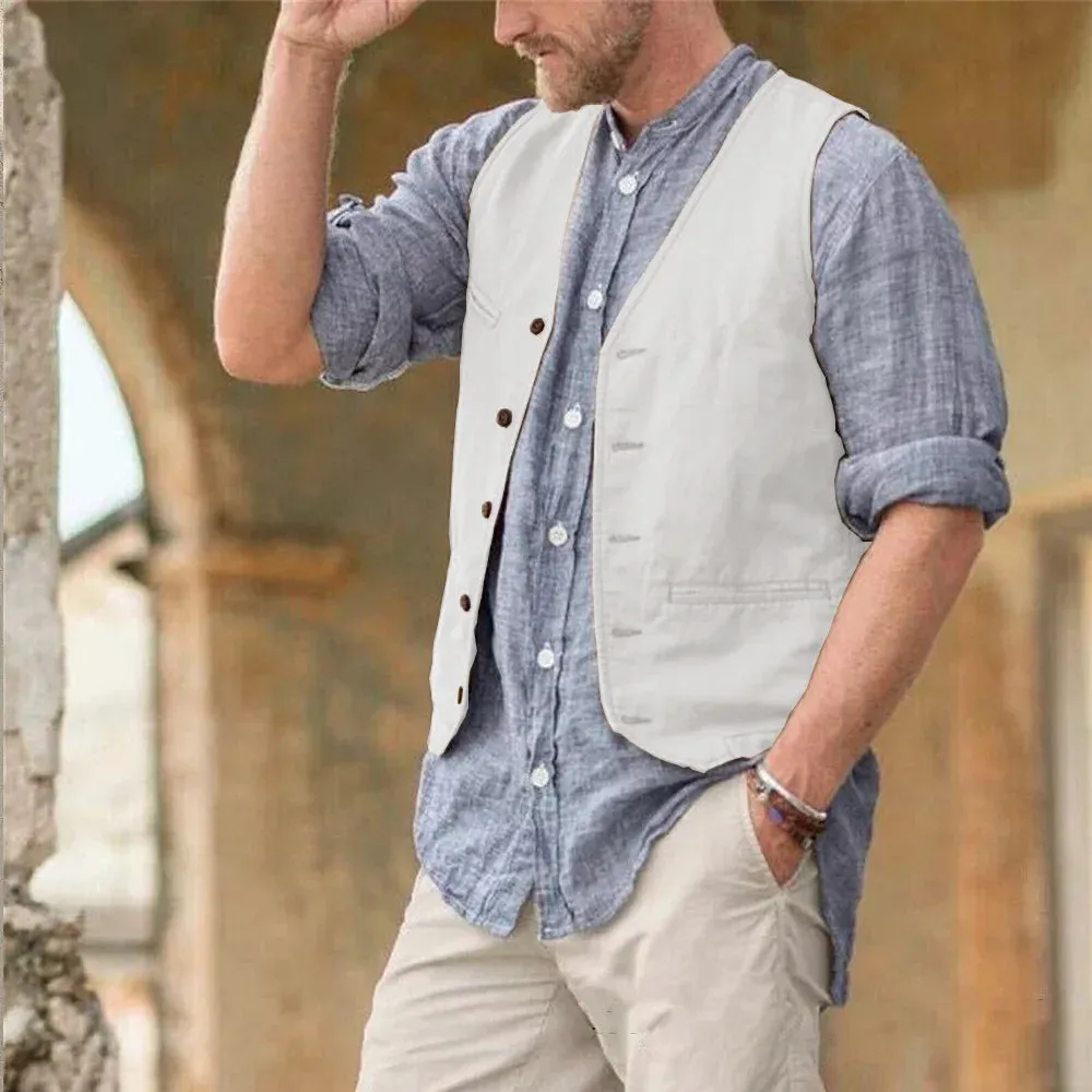 Aidase Men Vest Cotton Waistcoat Classic British Summer sleeveless Skin Friendly and Sweat Absorbing Thin Coats terno masculino