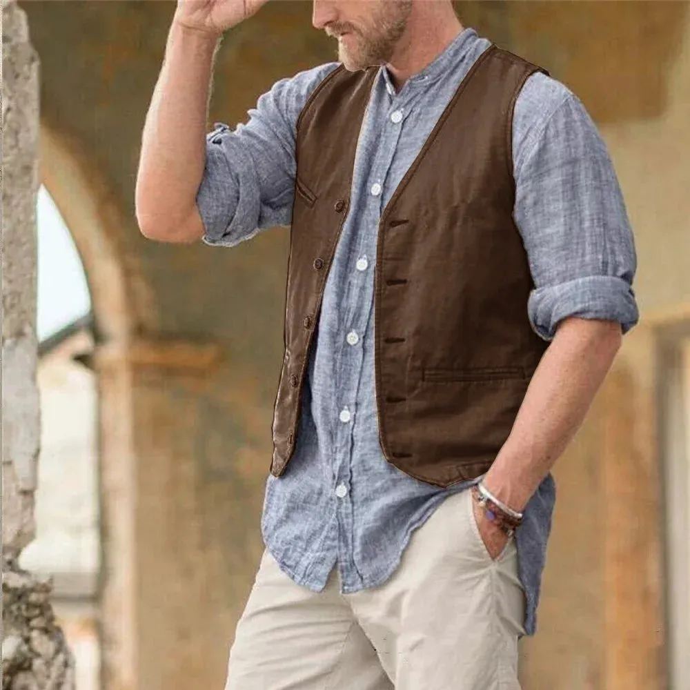 Aidase Men Vest Cotton Waistcoat Classic British Summer sleeveless Skin Friendly and Sweat Absorbing Thin Coats terno masculino