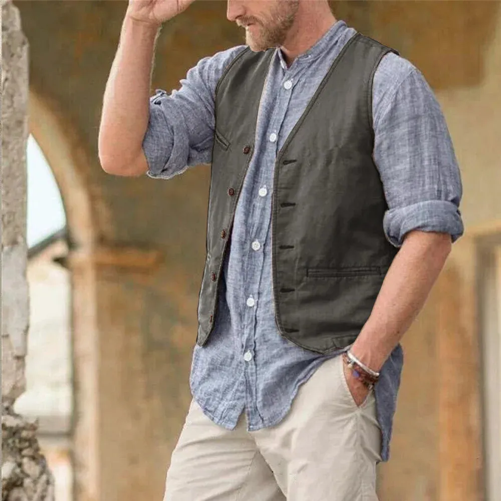 Aidase Men Vest Cotton Waistcoat Classic British Summer sleeveless Skin Friendly and Sweat Absorbing Thin Coats terno masculino