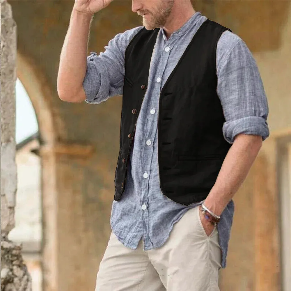 Aidase Men Vest Cotton Waistcoat Classic British Summer sleeveless Skin Friendly and Sweat Absorbing Thin Coats terno masculino