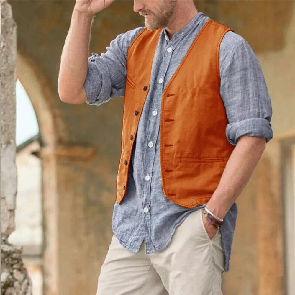 Aidase Men Vest Cotton Waistcoat Classic British Summer sleeveless Skin Friendly and Sweat Absorbing Thin Coats terno masculino