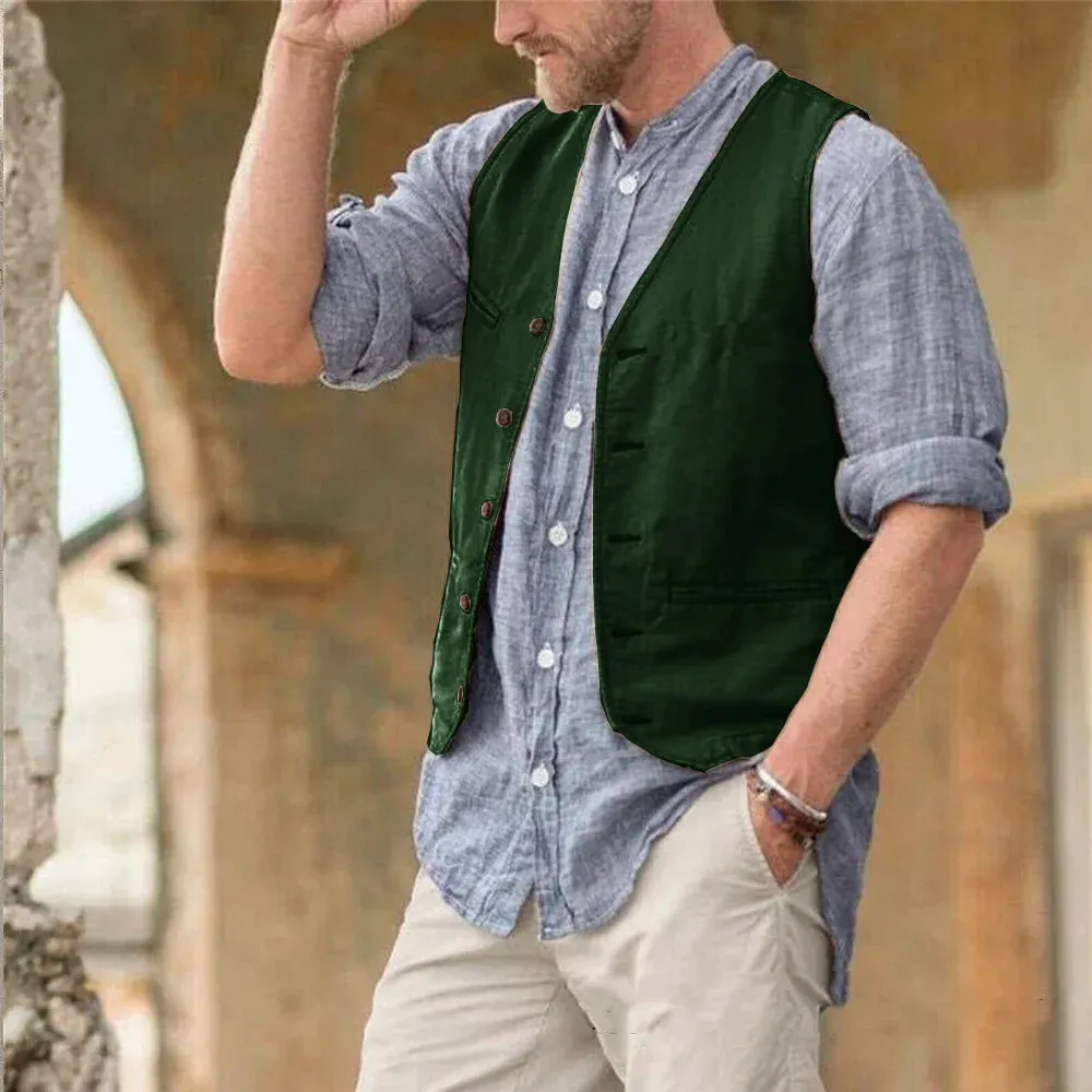 Aidase Men Vest Cotton Waistcoat Classic British Summer sleeveless Skin Friendly and Sweat Absorbing Thin Coats terno masculino