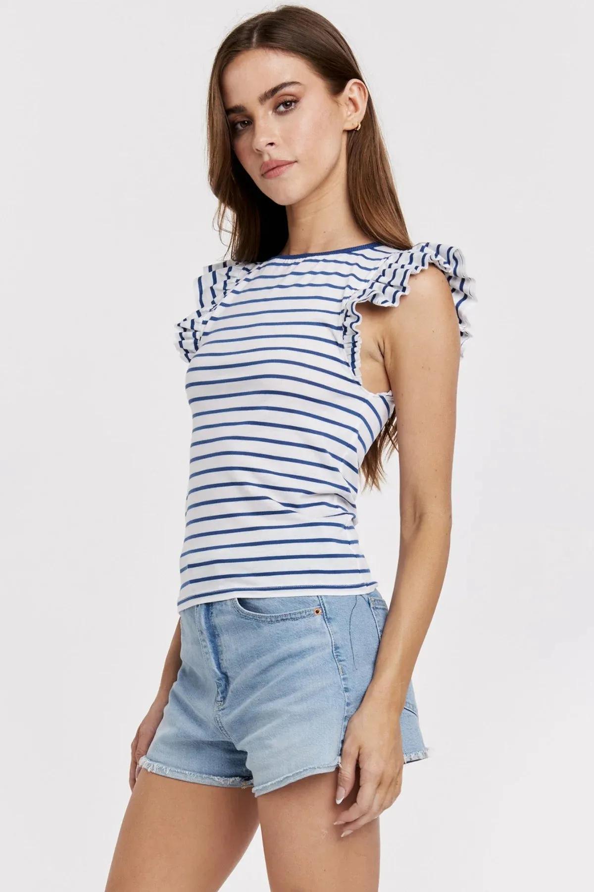 Another Love Akiko Navy & White Top