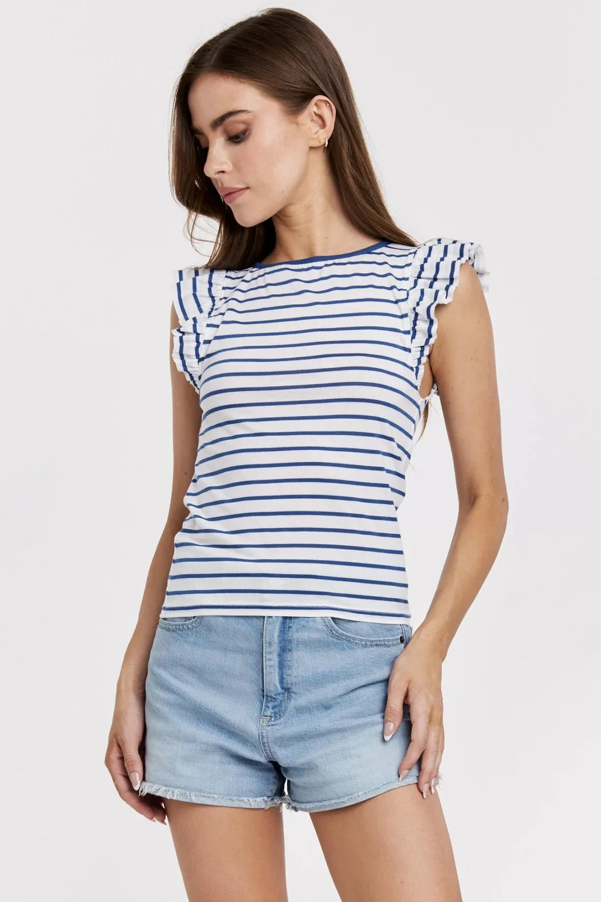 Another Love Akiko Navy & White Top