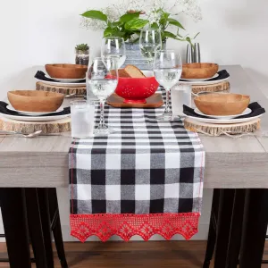 Aunt Crochet Lydia's Runner with Red Lace Edging