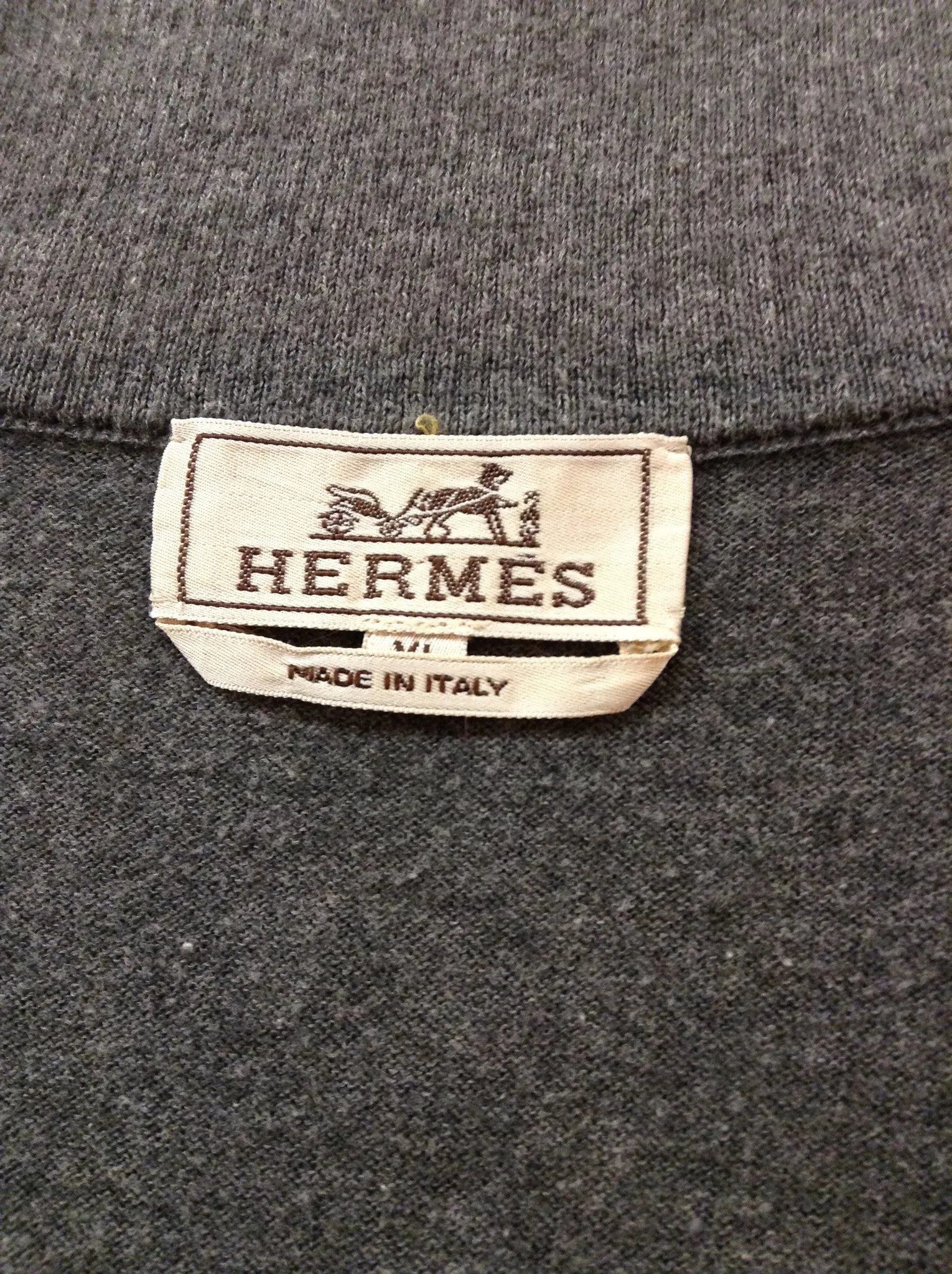 Authentic Hermes - Dark Grey Zip Neck Sweater - XL