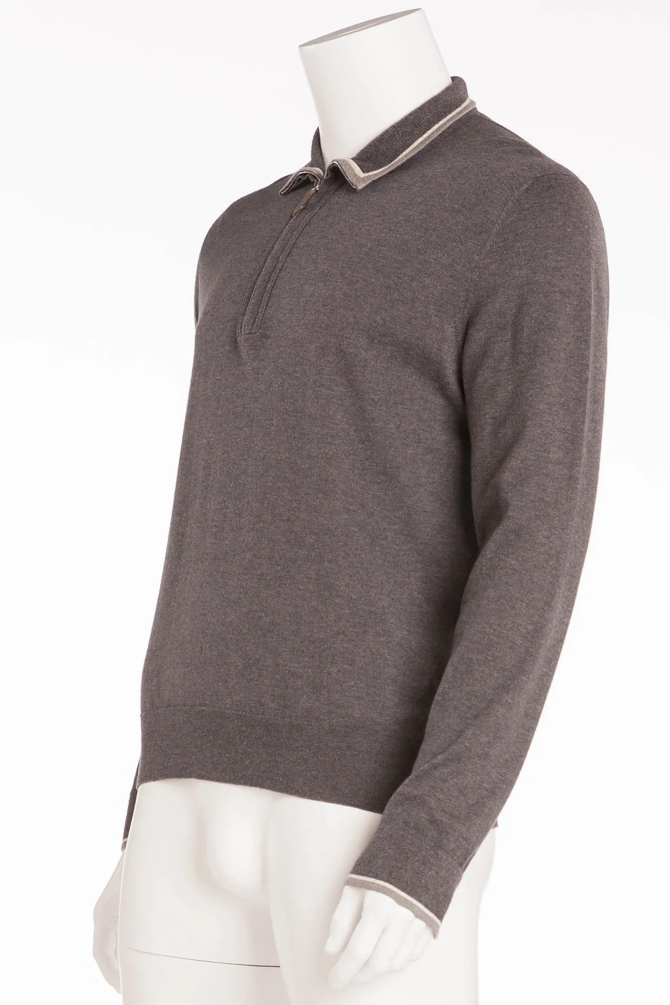 Authentic Hermes - Dark Grey Zip Neck Sweater - XL