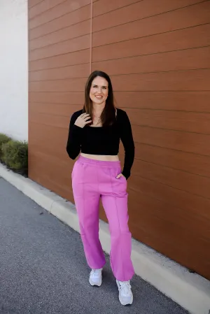 Back to It High Waist Pintuck Sweatpants - Vintage Plum