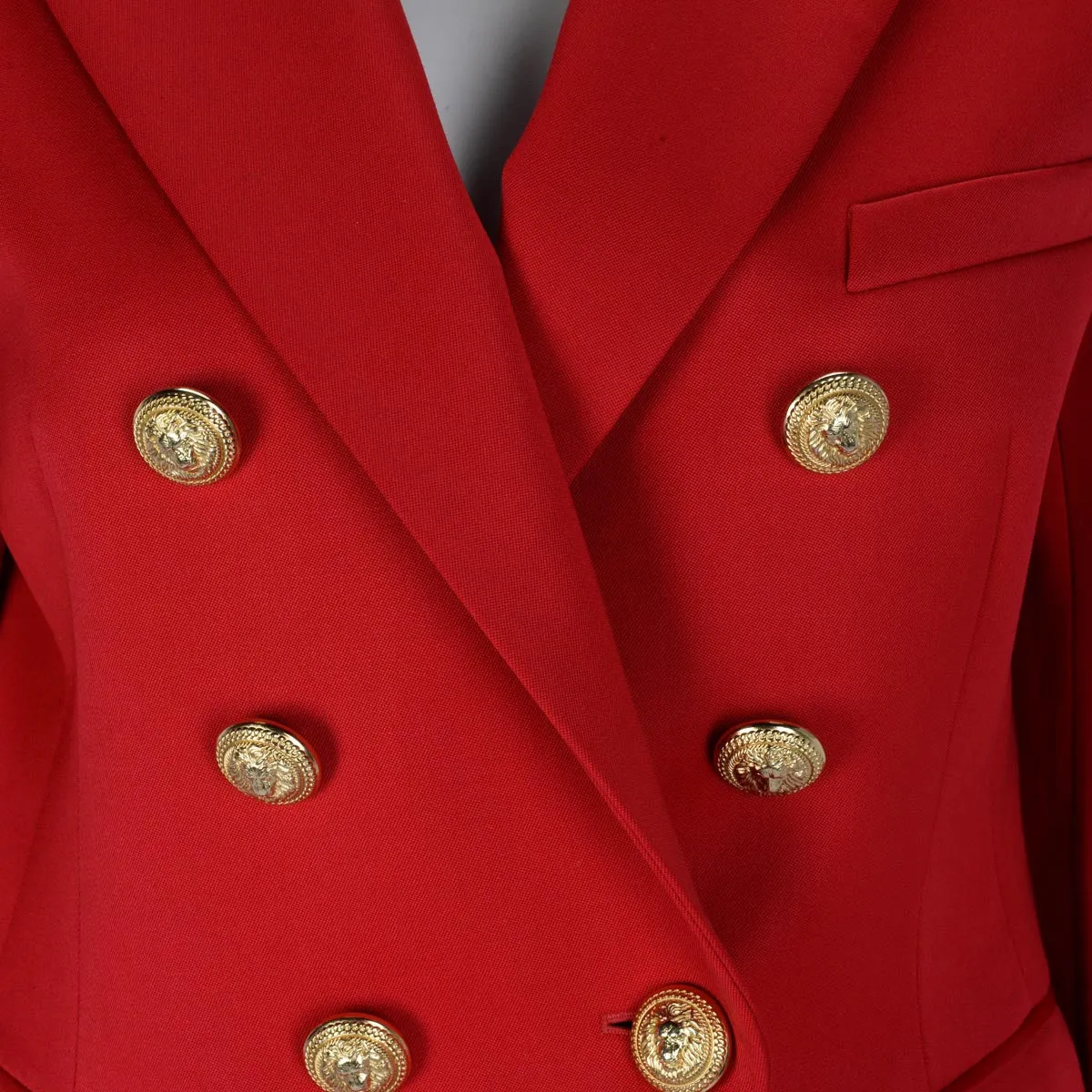 Balmain Red Wool Classic DB Blazer FR 42