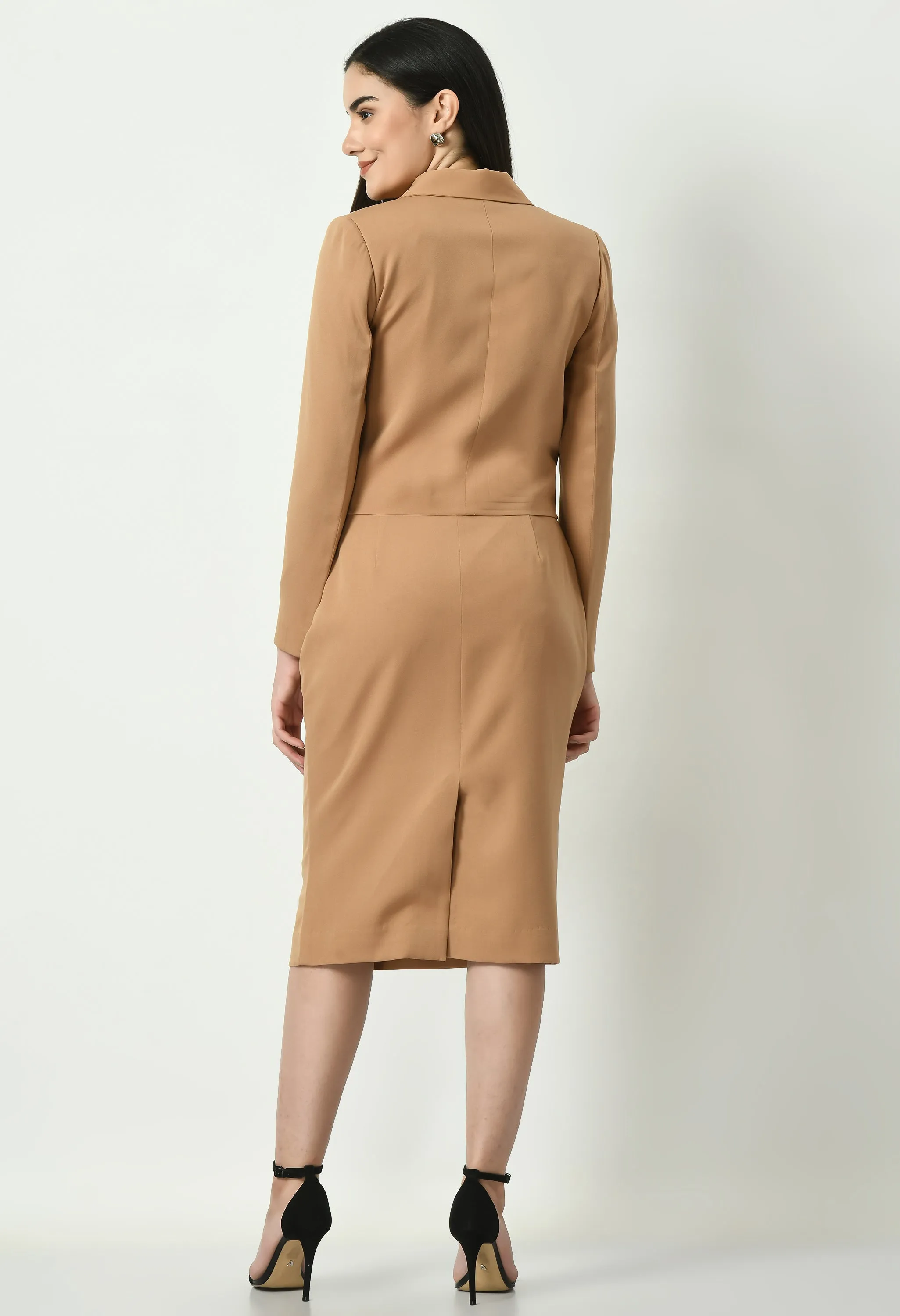 Beige Cotton Blend Glorious Double-Breasted Crop Blazer
