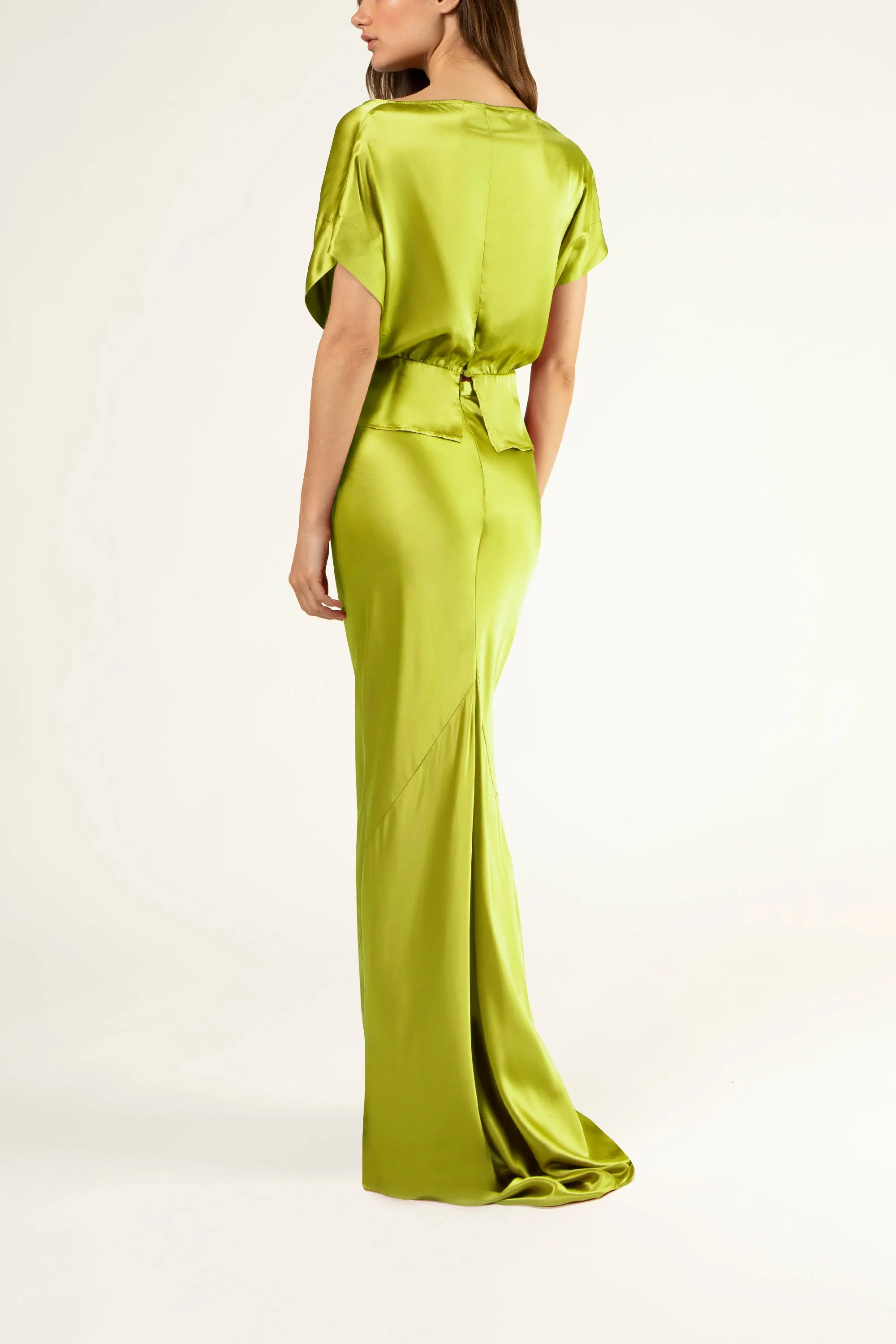 Bias maxi skirt - chartreuse