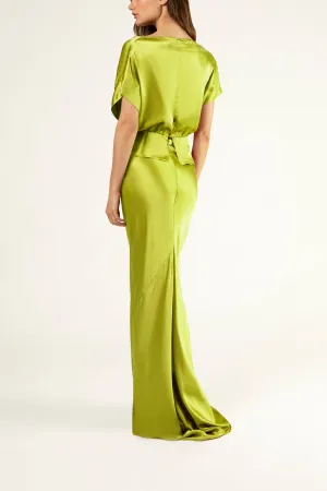 Bias maxi skirt - chartreuse