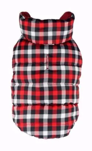 BLACK GINGHAM REVERSIBLE PUFFER DOG VEST