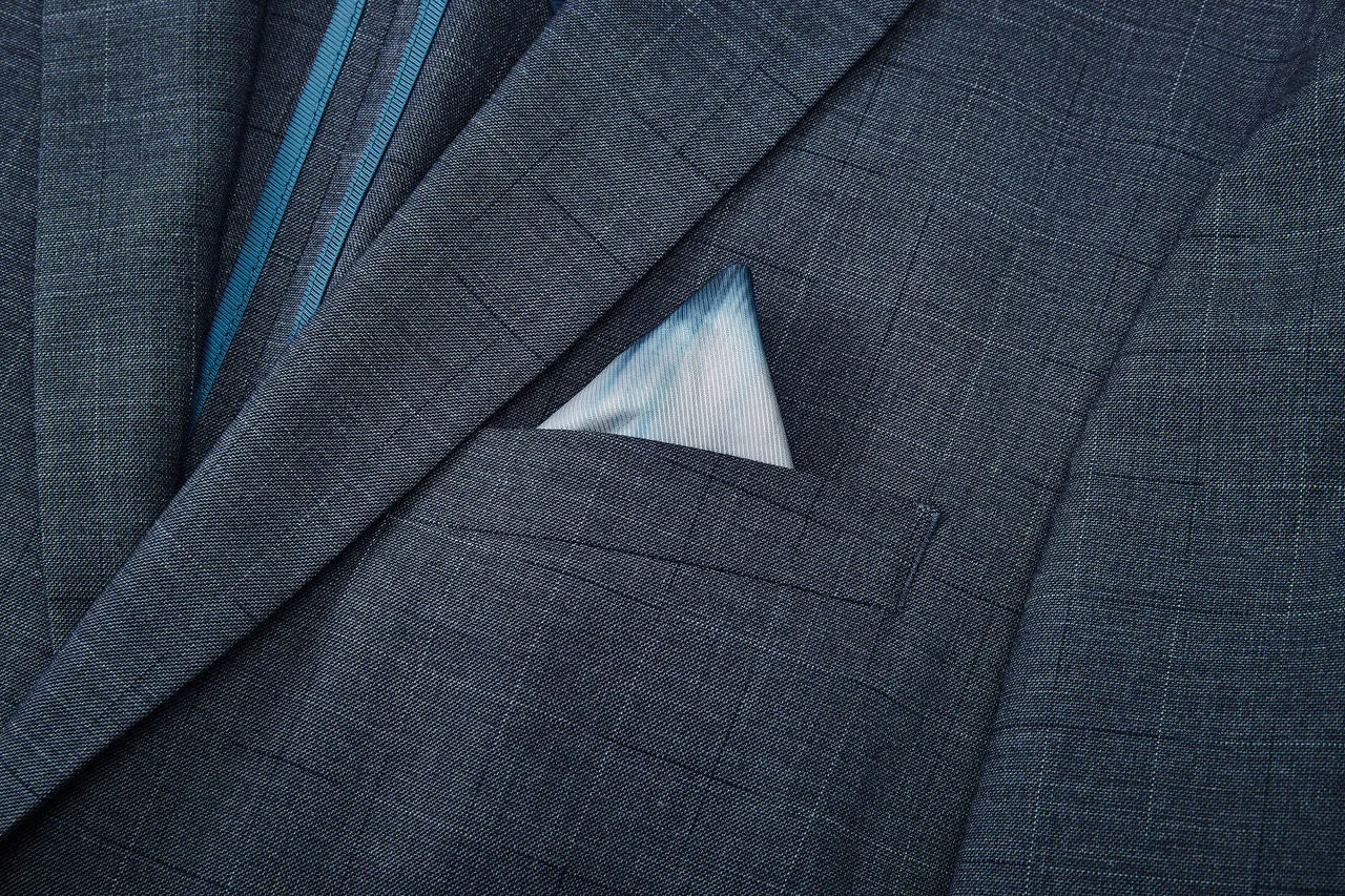 Blended Stretch Prince of Whales Check Suit in Slim Fit
