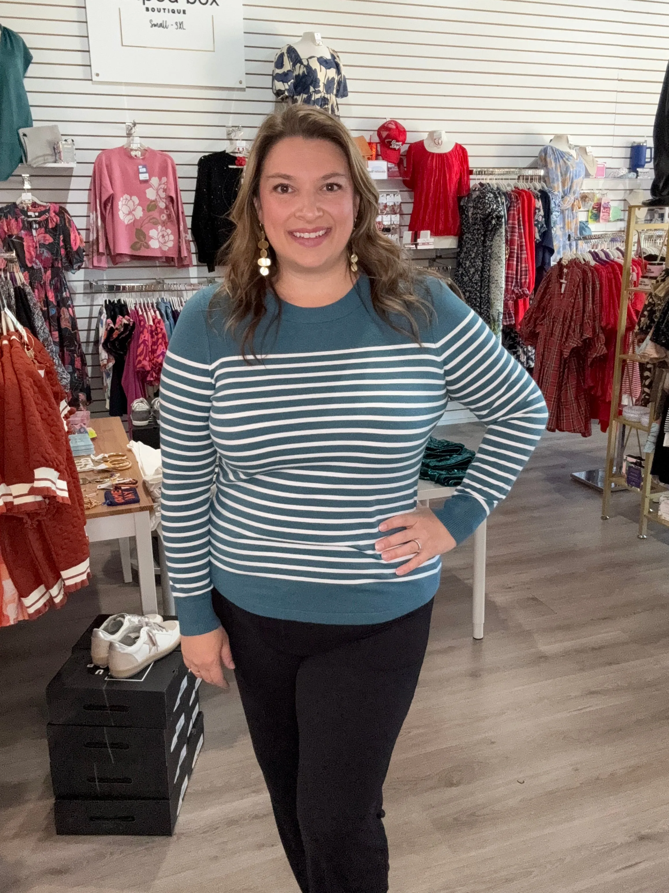 Blocked Stripe Sweaters, 2 Colors