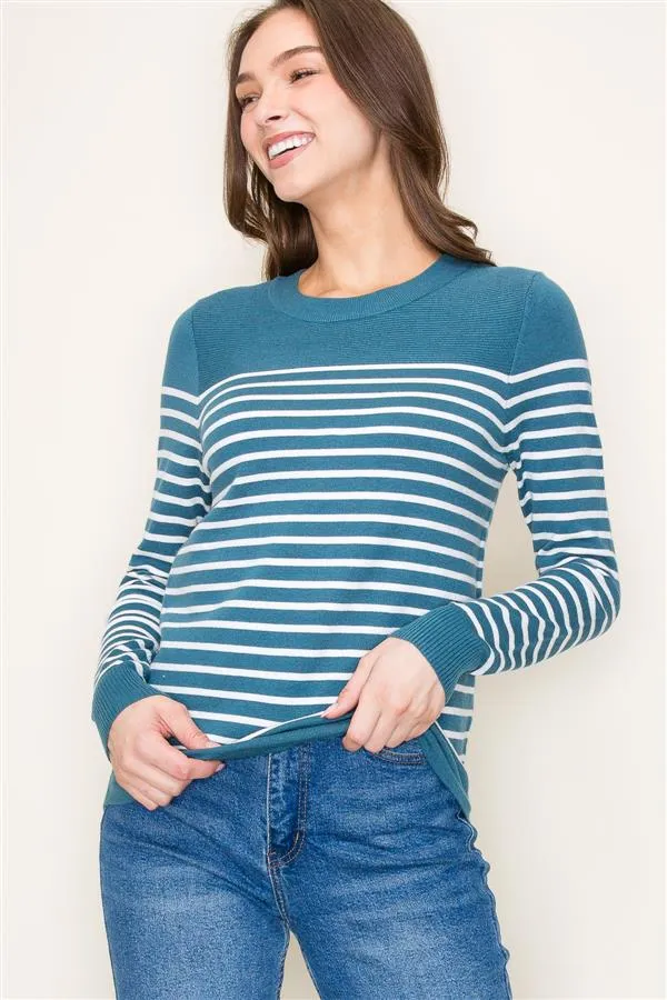 Blocked Stripe Sweaters, 2 Colors