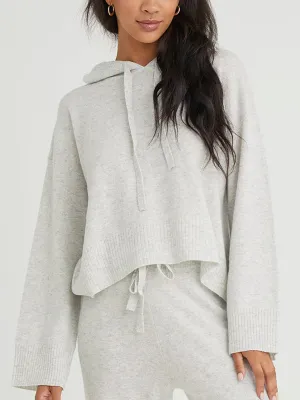 Cashmere Sweater Hoodie in Heather Snow White