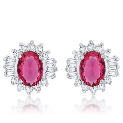 Chrisalee 3.3ct Ruby CZ Rhodium Classic Stud Earrings