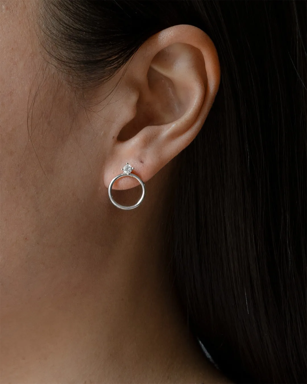 Circle Hoop Ear Jackets - Silver