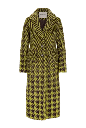 Classic Belted Mohair Coat in Brushed Check
