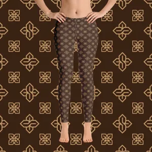 Cool S Pattern All Over Print Leggings - Style 3 Brown