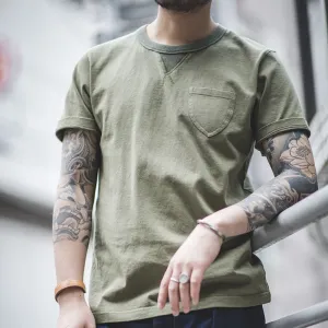 Cotton Retro Army Green Simple T-Shirt