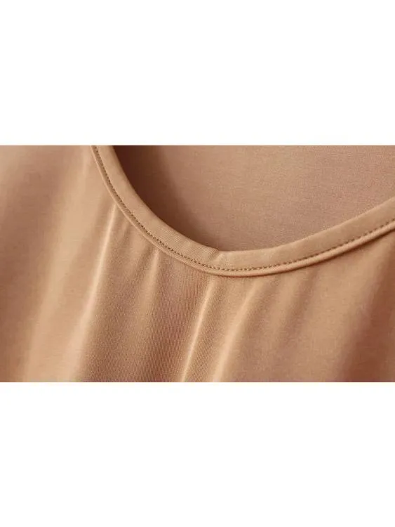 Custom Round Neck Curved Hem Khaki T-Shirts