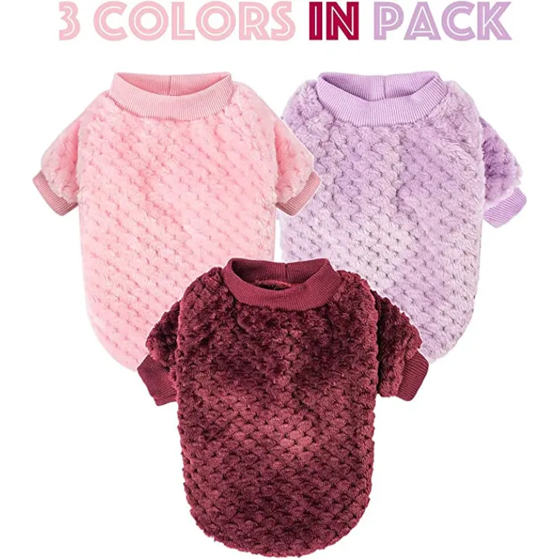 Dog Sweaters for Small Dogs, 3pc Warm Fur Soft Pet Clothes For Puppy