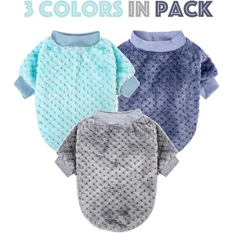 Dog Sweaters for Small Dogs, 3pc Warm Fur Soft Pet Clothes For Puppy
