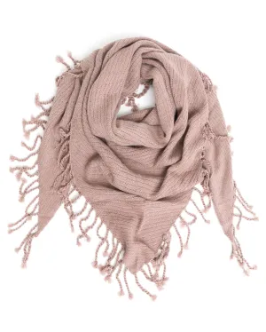 Dropped Needle Cashmere Scarf in Soft Pink