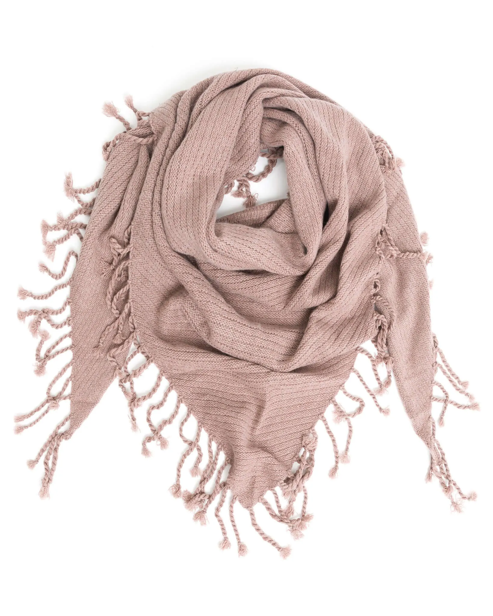 Dropped Needle Cashmere Scarf in Soft Pink