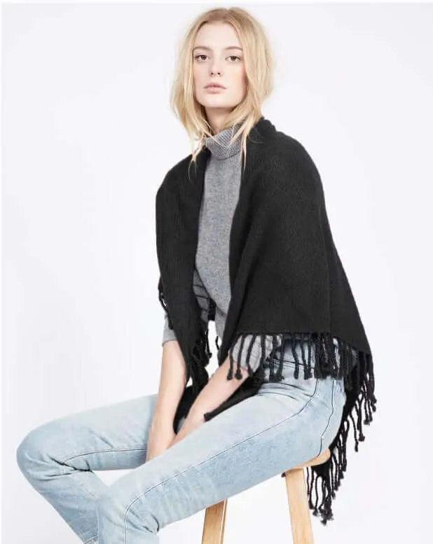 Dropped Needle Cashmere Scarf in Soft Pink