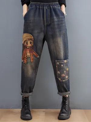 Effortlessly Stylish Cartoon Patch Embroidery Bottom