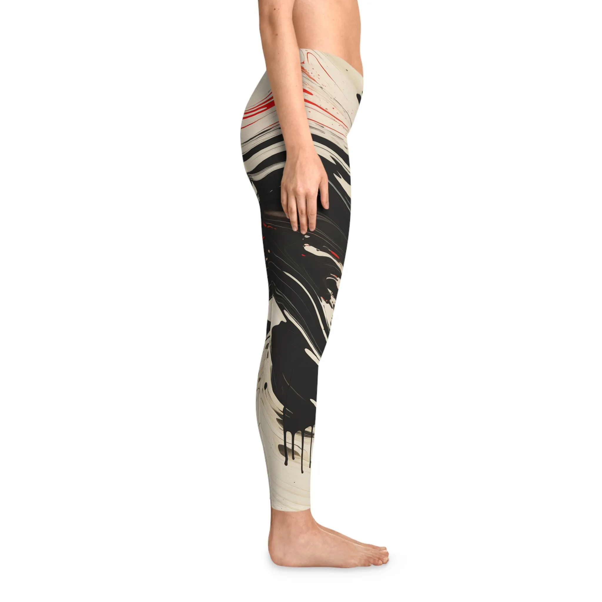 Japanese Abstract Paint Trail Stretchy Leggings