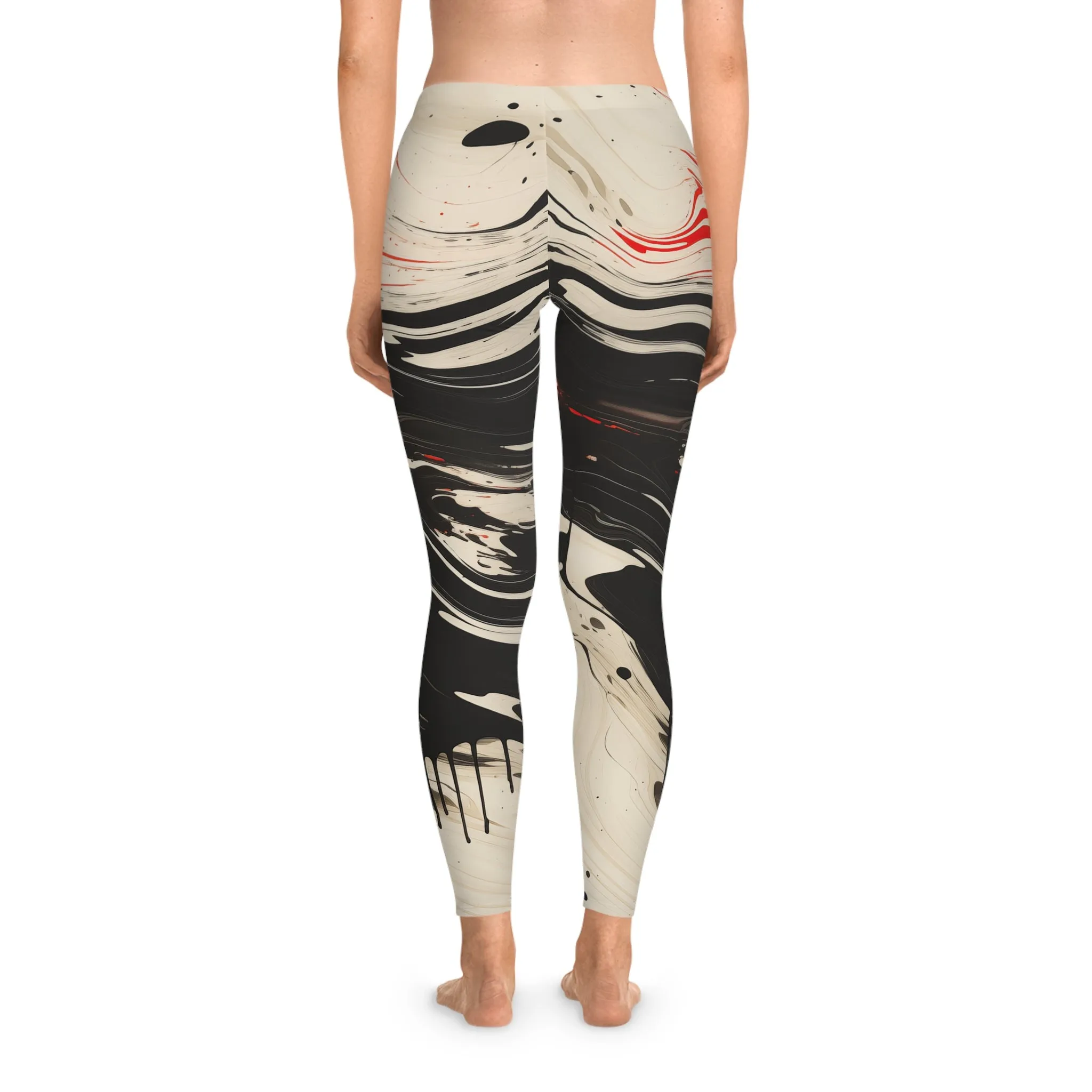 Japanese Abstract Paint Trail Stretchy Leggings