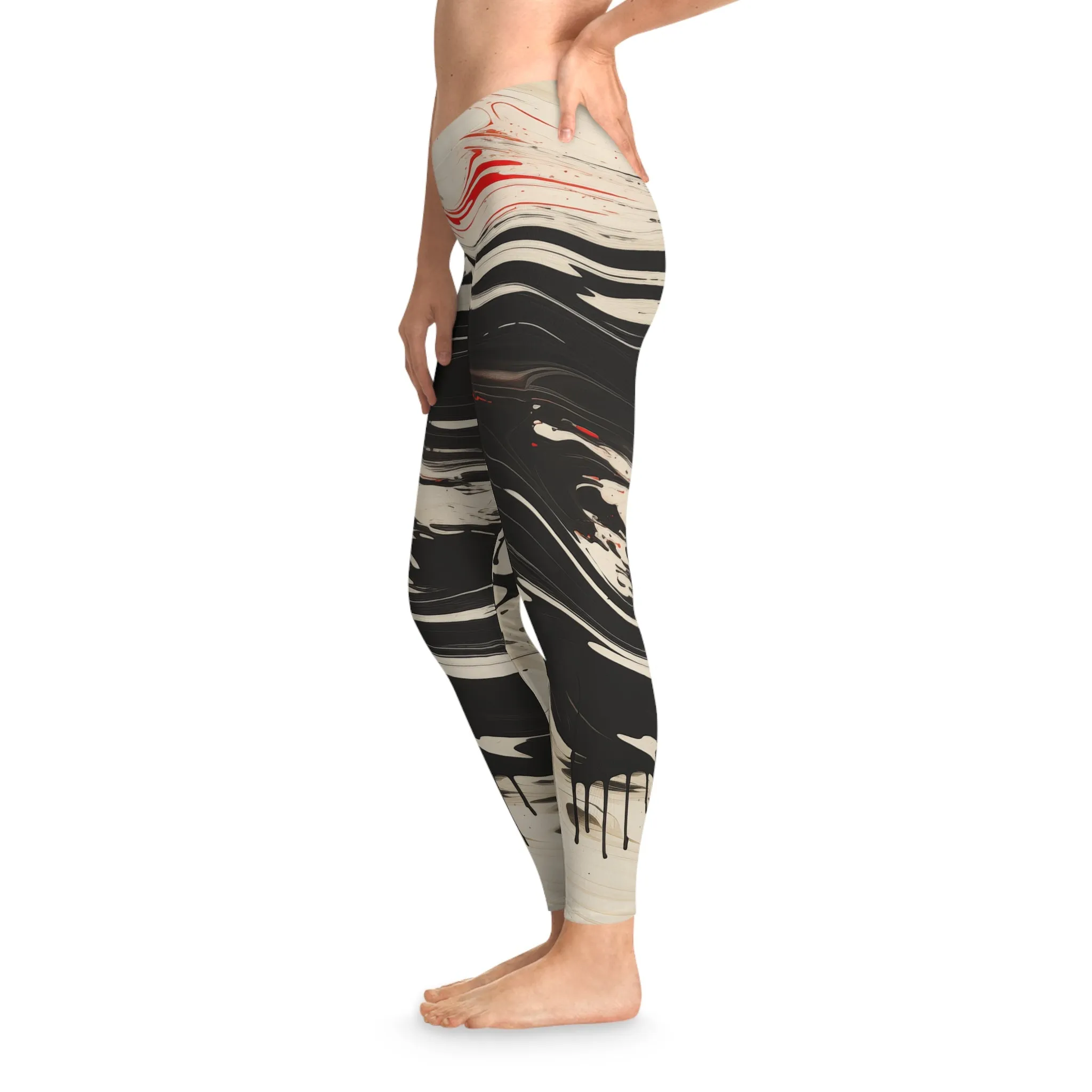 Japanese Abstract Paint Trail Stretchy Leggings