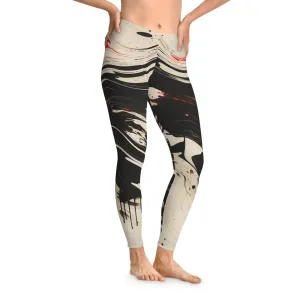 Japanese Abstract Paint Trail Stretchy Leggings