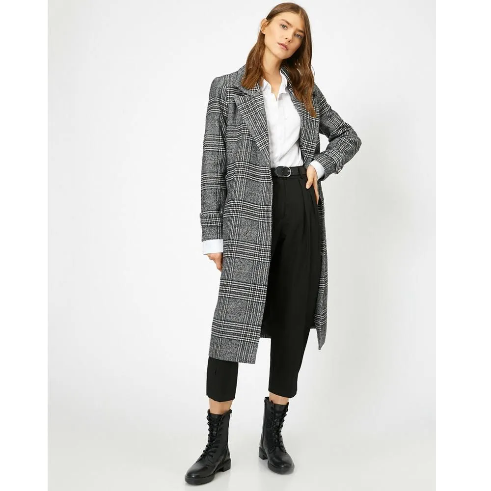 Koton- Tie Waist Coat - Black Check