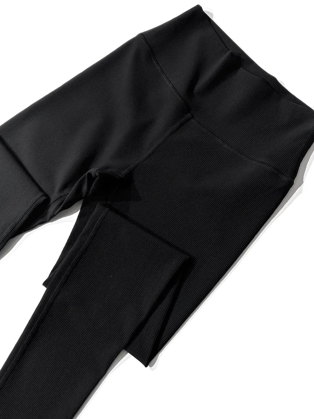 Black Athletic Ribbed Leggings for Women by Little Bipsy - Sleek and Stylish
