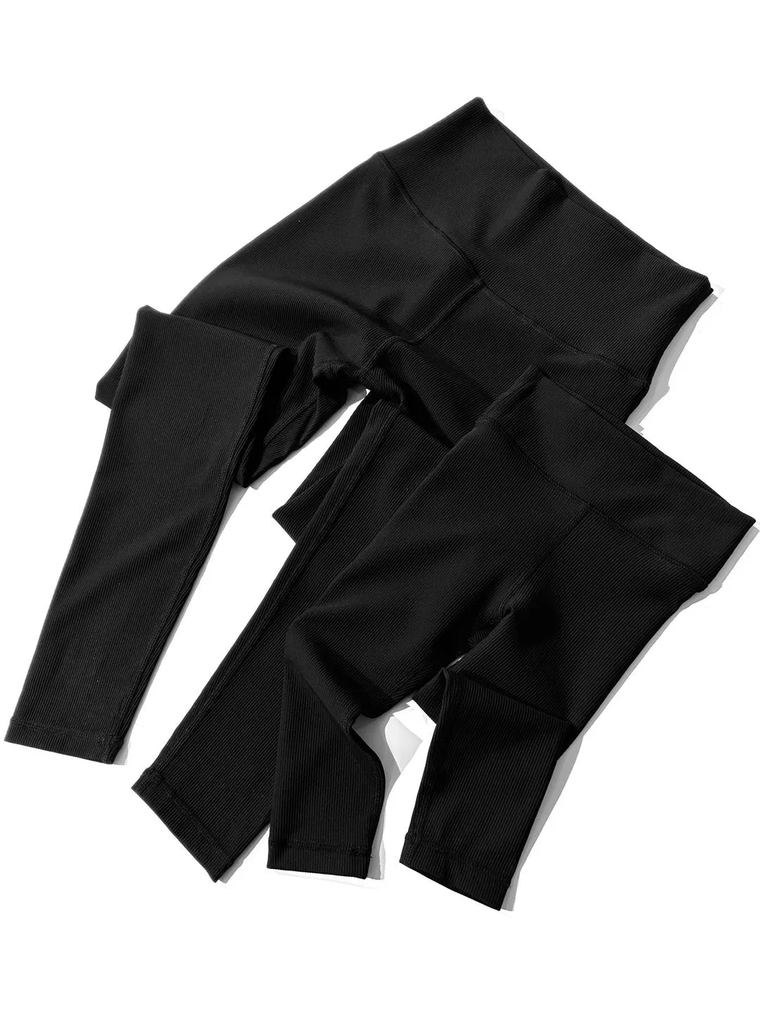 Black Athletic Ribbed Leggings for Women by Little Bipsy - Sleek and Stylish