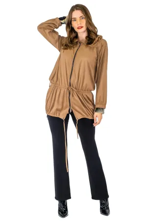 Long Sleeve Pull Collar Drawstring Parka