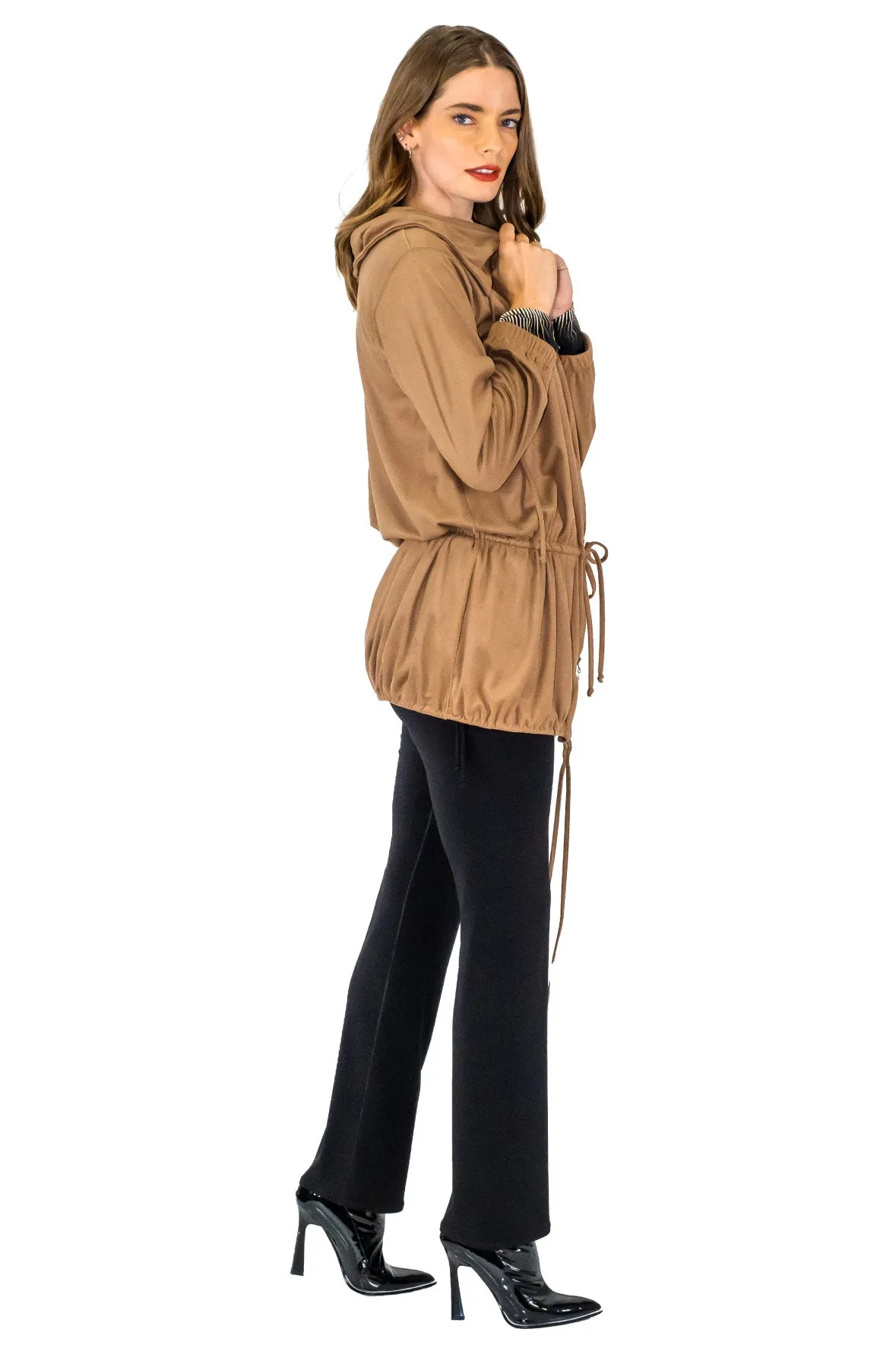 Long Sleeve Pull Collar Drawstring Parka